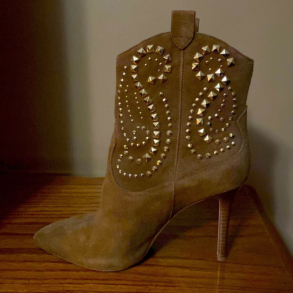 Michael Kors suede western style booty with studded detail